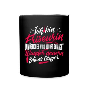 Friseurin Hairstylistin Friseursalon - Tasse einfarbig - Schwarz - Vorne