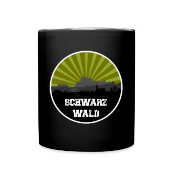 Schwarzwald Retro Skyline - Tasse einfarbig - Schwarz - Vorne
