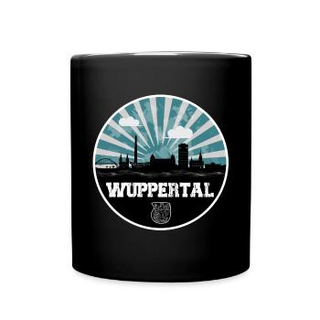 Wuppertal Blue Hour Skyline - Tasse einfarbig - Schwarz - Vorne