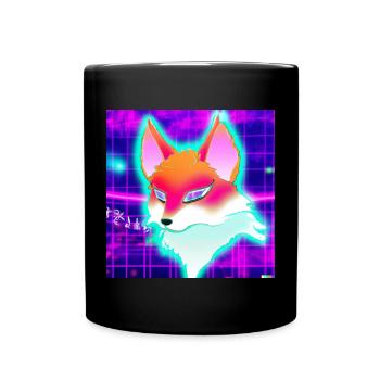Kitsun Vaporwave Japanische Kami Vaporwave Kitsune - Tasse einfarbig - Schwarz - Vorne
