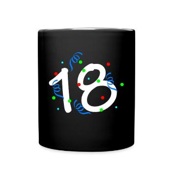 alltag, 18 bunte luftschlangen - Tasse einfarbig - Schwarz - Vorne