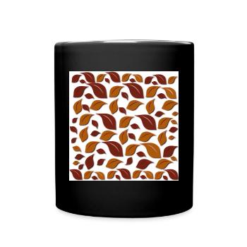 grafik blätter, blattmuster, Herbst print - Tasse einfarbig - Schwarz - Vorne