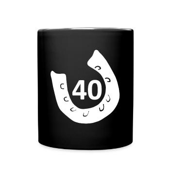 Geburtstags oberteil, 40 Hufeisen - Tasse einfarbig - Schwarz - Vorne