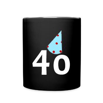 40 gratulieren, Geburstagshütchen - Tasse einfarbig - Schwarz - Vorne