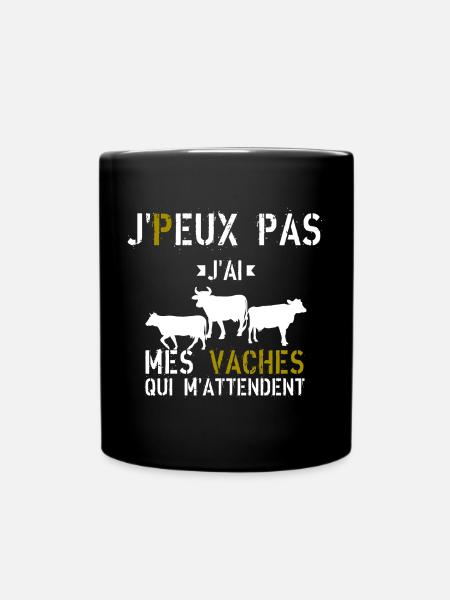 J Peux Pas J ai mes vaches qui m attendent - Mug uni - noir