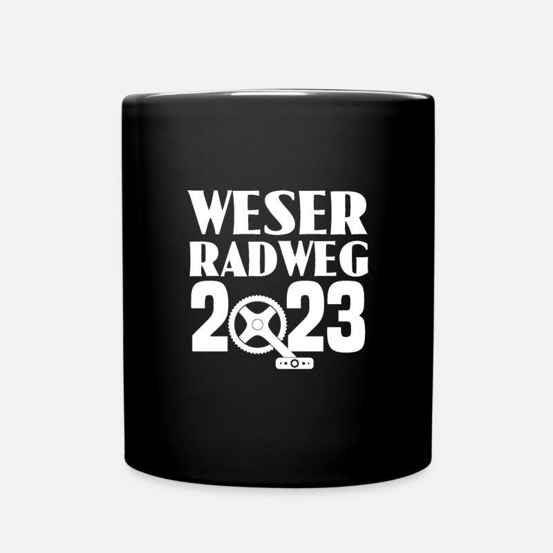 Weserradweg - Tasse einfarbig - Schwarz
