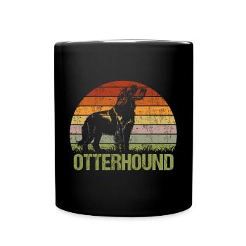Otterhound Otter Dog Vintage Retro - Full Colour Mug - black - Front