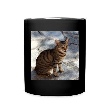 Katze Kätzchen Poster quadratisch Katzenposter - Tasse einfarbig - Schwarz - Vorne