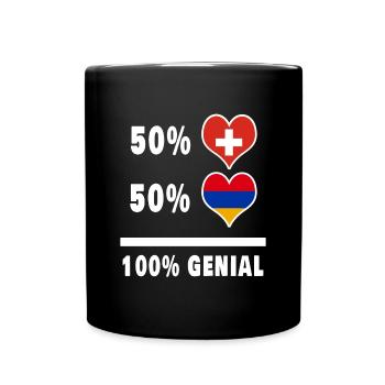 Armenien und Schweiz 100% Genial Flagge - Tasse einfarbig - Schwarz - Vorne