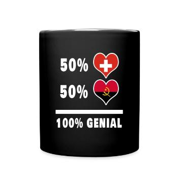 Angola und Schweiz 100% Genial Flagge - Tasse einfarbig - Schwarz - Vorne