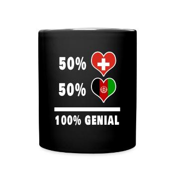 Afghanistan und Schweiz 100% Genial Flagge - Tasse einfarbig - Schwarz - Vorne