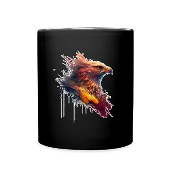 Oiseau de proie rouge aux yeux jaunes, dessin d’aigle - Mug uni - noir - Devant