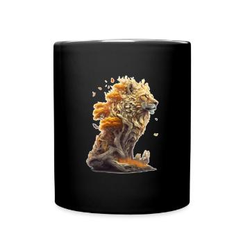 Lion with savannah elements, lion design - Full Colour Mug - black - Front