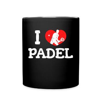 Spieler Ich Liebe Padel Statement Padelspiel Herz - Tasse einfarbig - Schwarz - Vorne