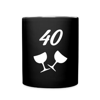 geburtstags tees, 40 Rotweingläser - Tasse einfarbig - Schwarz - Vorne