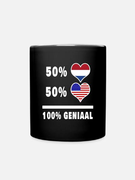 USA und Niederlande 100% Genius Flagge - Tasse einfarbig - Schwarz