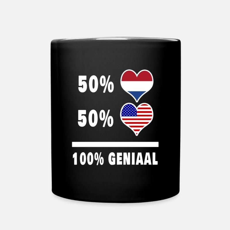 USA und Niederlande 100% Genius Flagge - Tasse einfarbig - Schwarz
