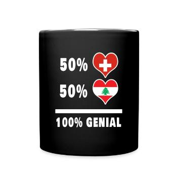 Lebanon and Switzerland 100% Genial Flag - Full Colour Mug - black - Front