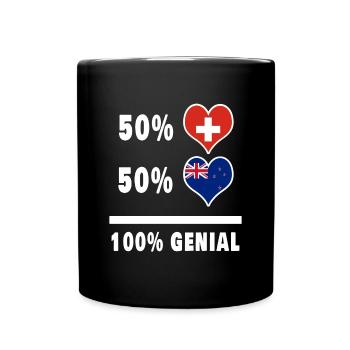 New Zealand and Switzerland 100% Awesome Flag - Full Colour Mug - black - Front