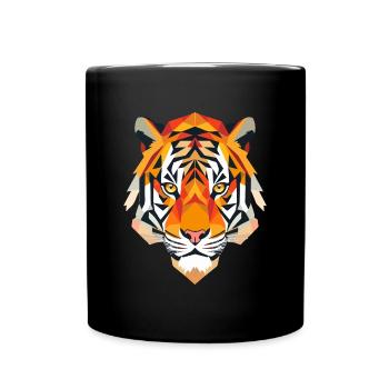Stylized Tiger, Geometric - Full Colour Mug - black - Front