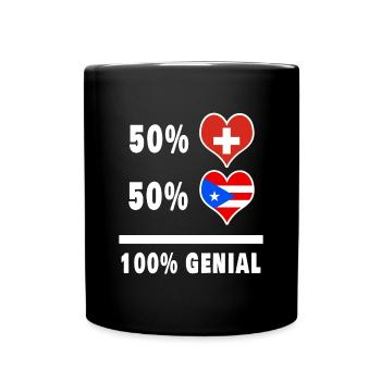 Puerto Rico und Schweiz 100% Genial Flagge - Tasse einfarbig - Schwarz - Vorne