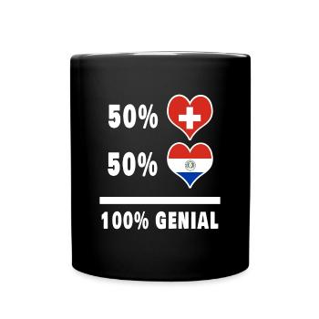 Paraguay und Schweiz 100% Genial Flagge - Tasse einfarbig - Schwarz - Vorne