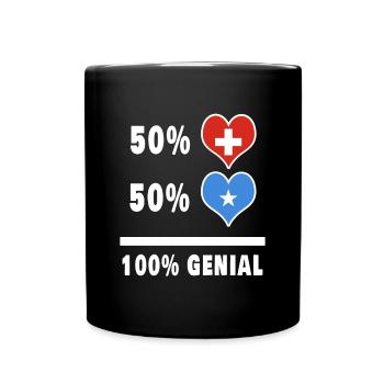 Somalia und Schweiz 100% Genial Flagge - Tasse einfarbig - Schwarz - Vorne