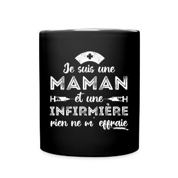 Maman et infirmière cadeau pour mère infirmiere - Mug uni - noir - Devant