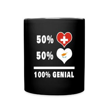 Zypern und Schweiz 100% Genial Flagge - Tasse einfarbig - Schwarz - Vorne