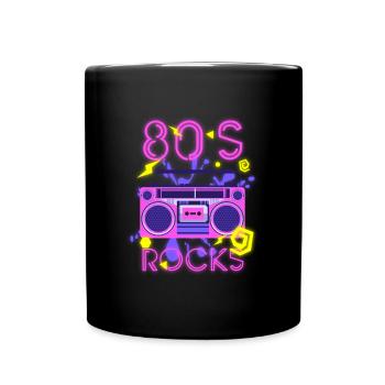 80er Musik - Tasse einfarbig - Schwarz - Vorne