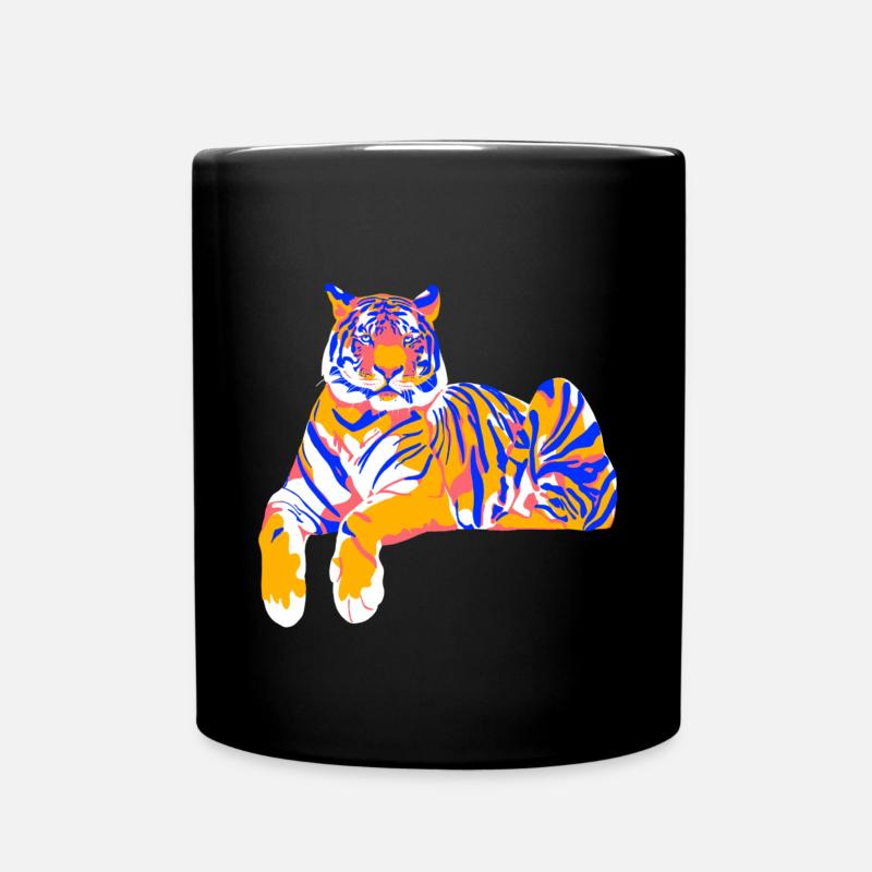 Elongated paint tiger - Full Colour Mug - black