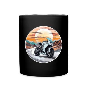 Motorrad Tour Sonnenuntergang Motorradfahrer Biker - Tasse einfarbig - Schwarz - Vorne