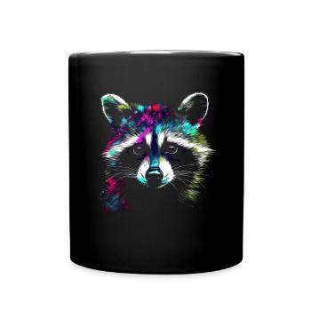 Raccoon Raccoon Animal Forest Colorful - Full Colour Mug - black - Front