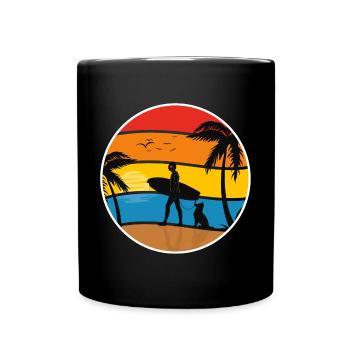 surfing, surfing, surfing fan, surfing - Full Colour Mug - black - Front