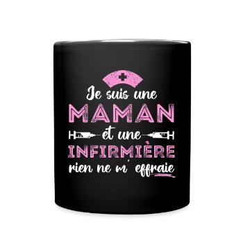 Maman et infirmière cadeau pour mère infirmiere - Mug uni - noir - Devant