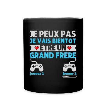 Grand frère futur grand frère humour gamer cadeau - Mug uni - noir - Devant