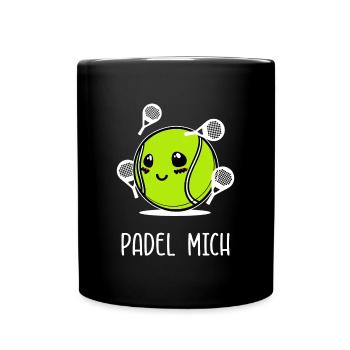 Tennis Spieler Sport Spruch Padel Schläger Bälle - Tasse einfarbig - Schwarz - Vorne