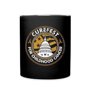 Curefest Kinderkrebs-Emblem - Tasse einfarbig - Schwarz - Vorne