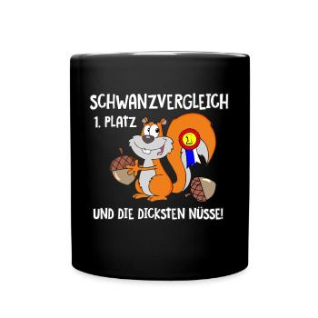 Eichhörnchen Schwanzvergleich - Tasse einfarbig - Schwarz - Vorne