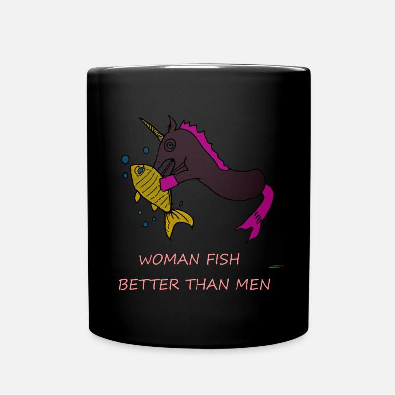 Einhorn Fisch Spruch Lustig - Tasse einfarbig - Schwarz
