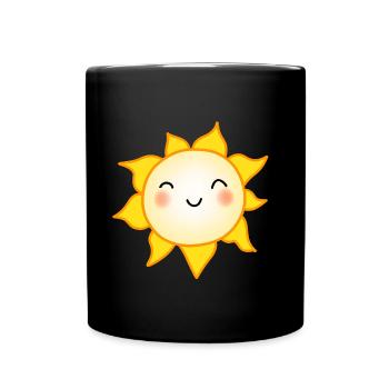 Sweet kawaii sun in sunflower - Full Colour Mug - black - Front