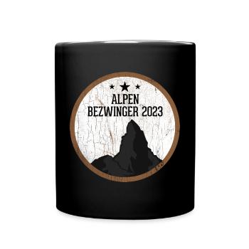 Alpenbezwinger 2023 Alpenüberquerung Finisher - Tasse einfarbig - Schwarz - Vorne