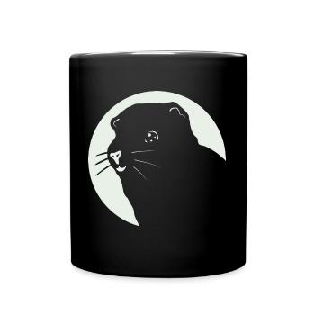 Cute guinea pig smiling silhouette - Full Colour Mug - black - Front
