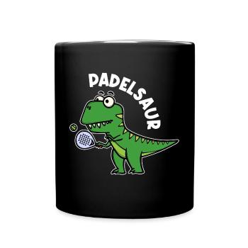 Dinosaurier Padel Spieler Ball Schläger Sportart - Tasse einfarbig - Schwarz - Vorne
