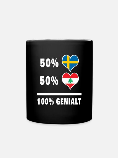 Libanon och Sverige 100 % Genialt flagga - Enfärgad mugg - svart