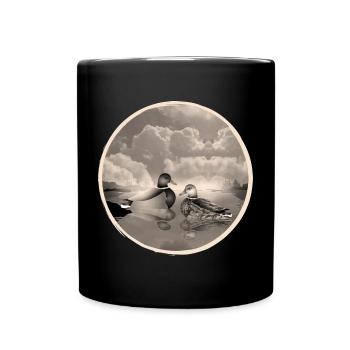 Couple de canards dans l’étang aux canards en sépia nostalgique - Mug uni - noir - Devant