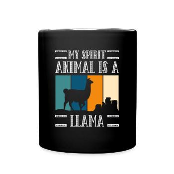 Llama Fluffy Animal Breeder - Full Colour Mug - black - Front