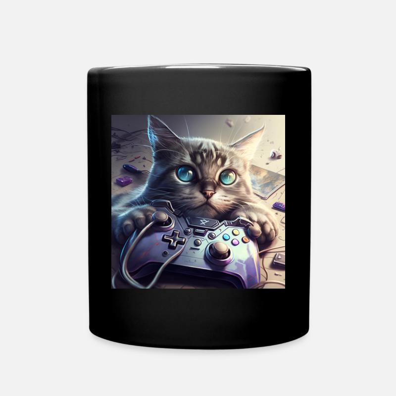 Gamercat avec manette - Mug uni - noir
