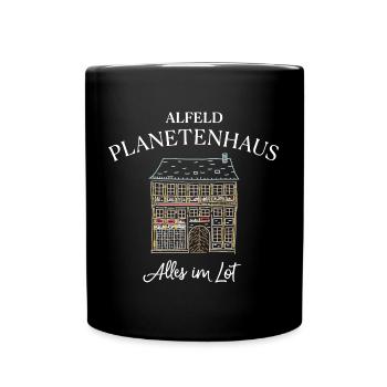 Alfeld Leine, Planetenhaus, Alles im Lot - Tasse einfarbig - Schwarz - Vorne
