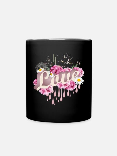 üppiges Muttertags Bouquet mit Nelken - Tasse einfarbig - Schwarz